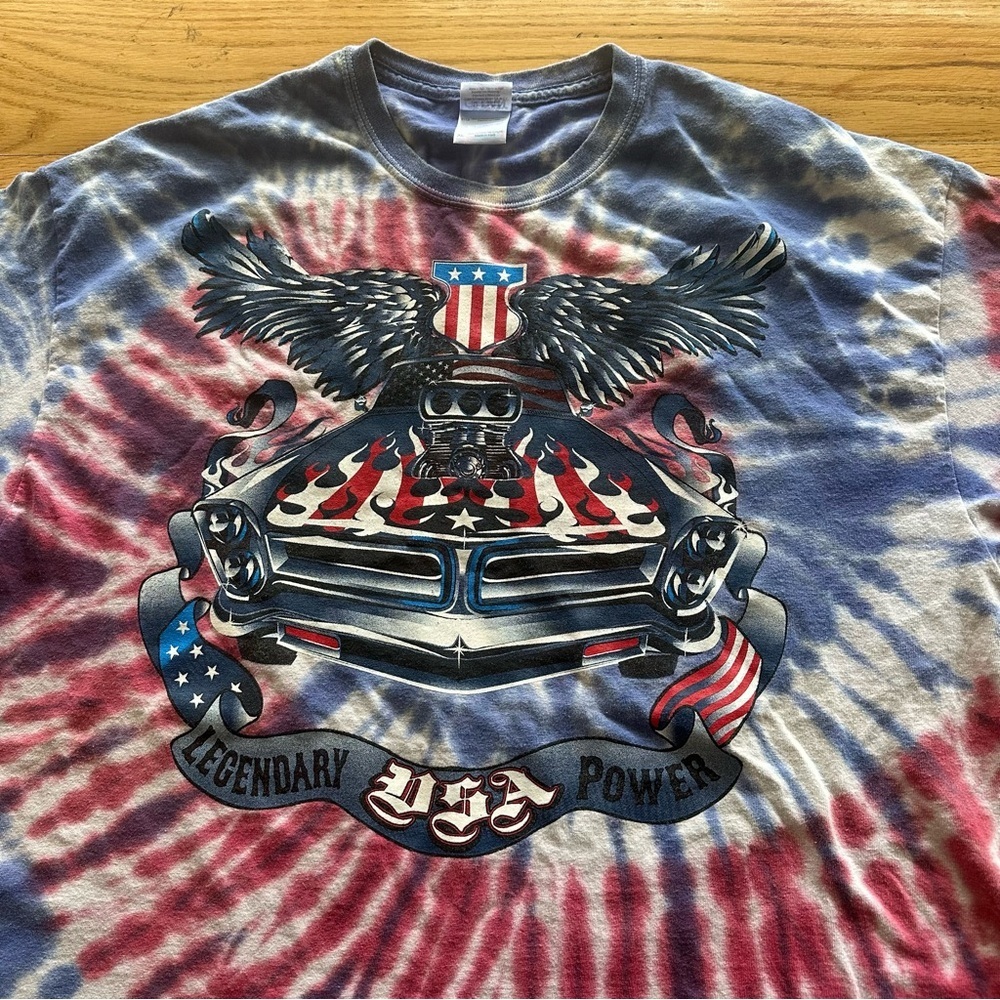 Vintage Tie Dye T-Shirt Legendary USA Power Hot Rod Drag Car Size XL - Picture 4 of 8